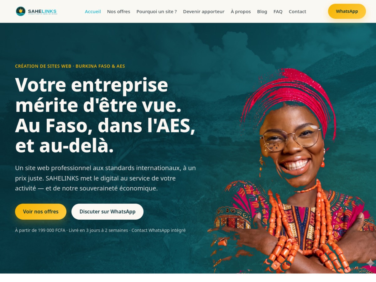 Aperçu du site de l'agence SAHELINKS